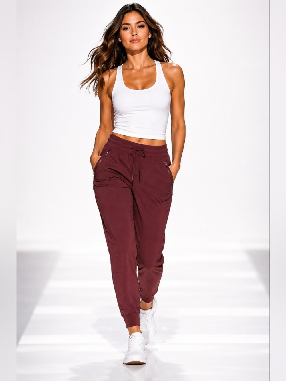 Athleta Trekkie North Jogger Pants Size 2 Burgundy Hiking Travel